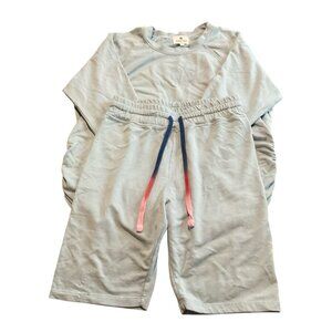 Sundry Biker Shorts And Top Sweatshirt Set Size 0 XSmall Blue Anthropologie